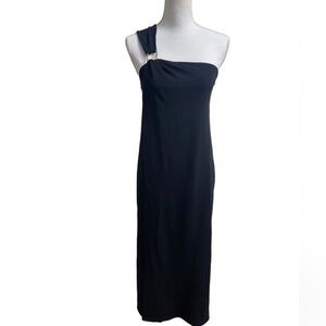 Massimo Dutti Elegant Black One-Shoulder Dress maxi Small NWT